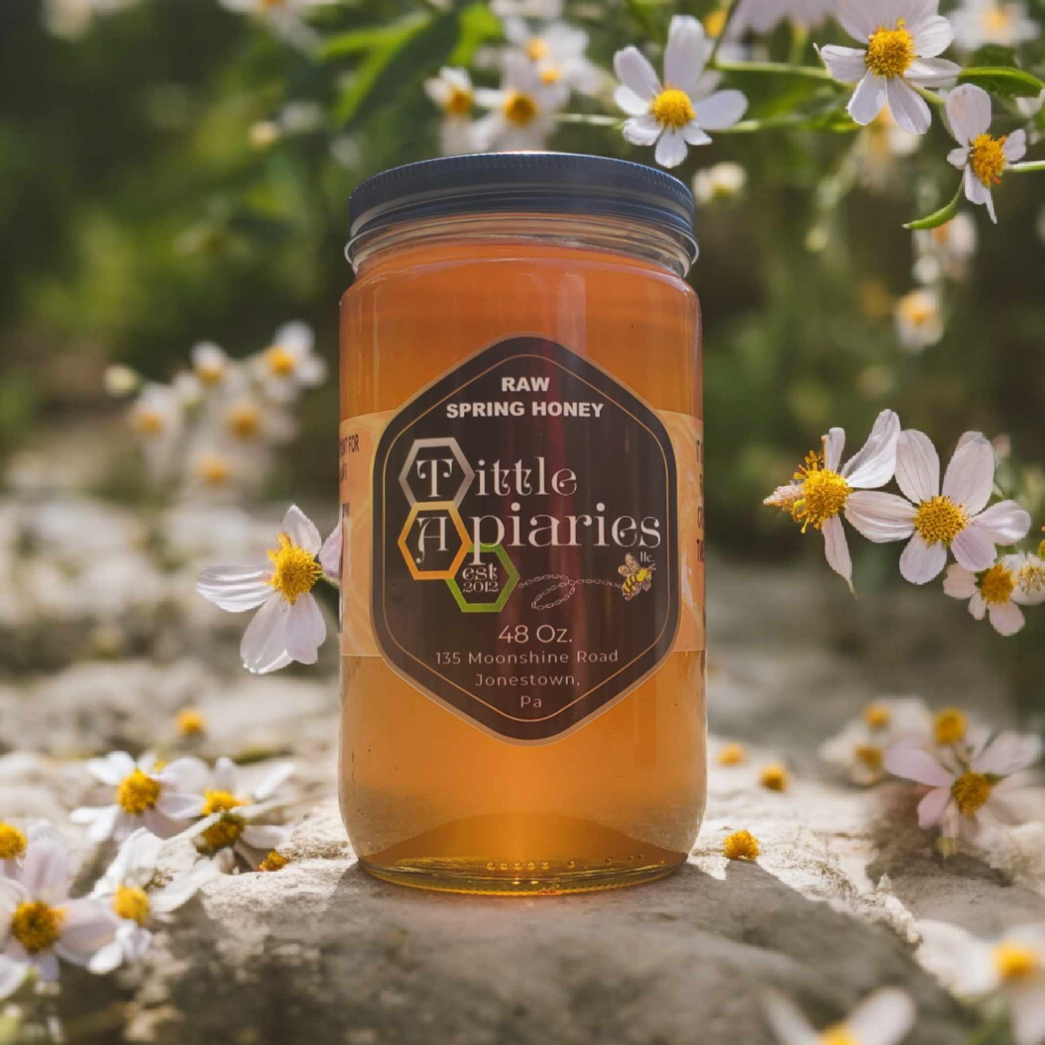 raw pa spring honey 3 lb glass jar | Tittle Apiaries, LLC